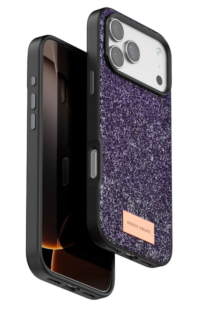 Mey İthalat®   iPhone 17 Pro Bright Simli Kapak - Derin Mor