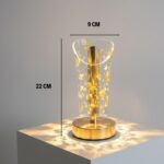BUFFER® Açık Silindirik Kristal Altın Toz Model LED Masa Lambası – Gold Tabanlı, Dokunmatik, 3 Renk Işık Modlu, Şarjlı Modern Dekoratif Gece Lambası - Görsel 5