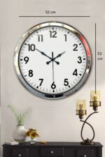 Krom Şıklık 52 Cm Metal Modern Duvar Saat - Görsel 5