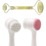 BUFFER® 2li Set Çift Taraflı Cilt Temizleme Fırçası ve Yeşim Taşı Çift Taraflı Cilt Masaj Aleti - Görsel 2