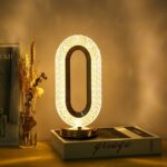 BUFFER® Oval Model USB Şarjlı Dokunmatik 3 Farklı Işık Modlu Masa Üstü Kristal Akrilik Lamba Led - Görsel 2