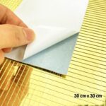 BUFFER® Kare Gold Cam Mozaik Fayans Çıkartmaları El İşi Kare Cam Fayans Kendinden Yapışkanlı Aynalı Dekor Panel 30x30 Cm - Görsel 5