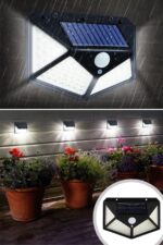 BUFFER® 100 Ledli 3 Farklı Aydınlatma Ayarlı Solar Güneş Enerjili Hareket Sensörlü Bahçe Duvar Lambası - Görsel 7