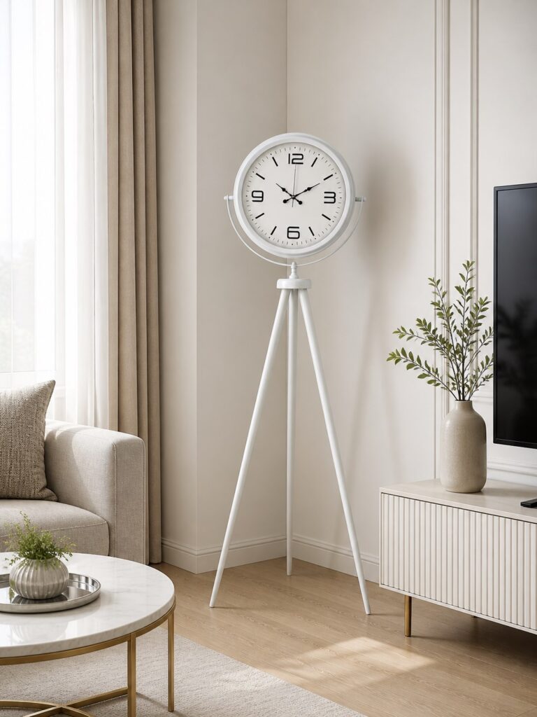 Modern Line Beyaz Tripod Ayaklı Saat