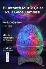 Bluetooth Hoparlörlü RGB Gece Lambası – Dinazor yumurtası Işıklı, Uzaktan Kumandalı Dekor Lamba - Görsel 3