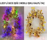 Mey İthalat® Kalp Püsküllü Gece Parıltısı 3 Modlu LED'li Işıklı Taç Altın Renk - Görsel 2