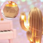 BUFFER® Led Işıklı Sevimli Kaktüs Dekoratif Masa Lambası Mini Biblo Gece Lambası-GOLD - Görsel 3