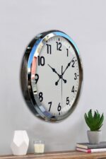 Krom Şıklık 52 Cm Metal Modern Duvar Saat - Görsel 3