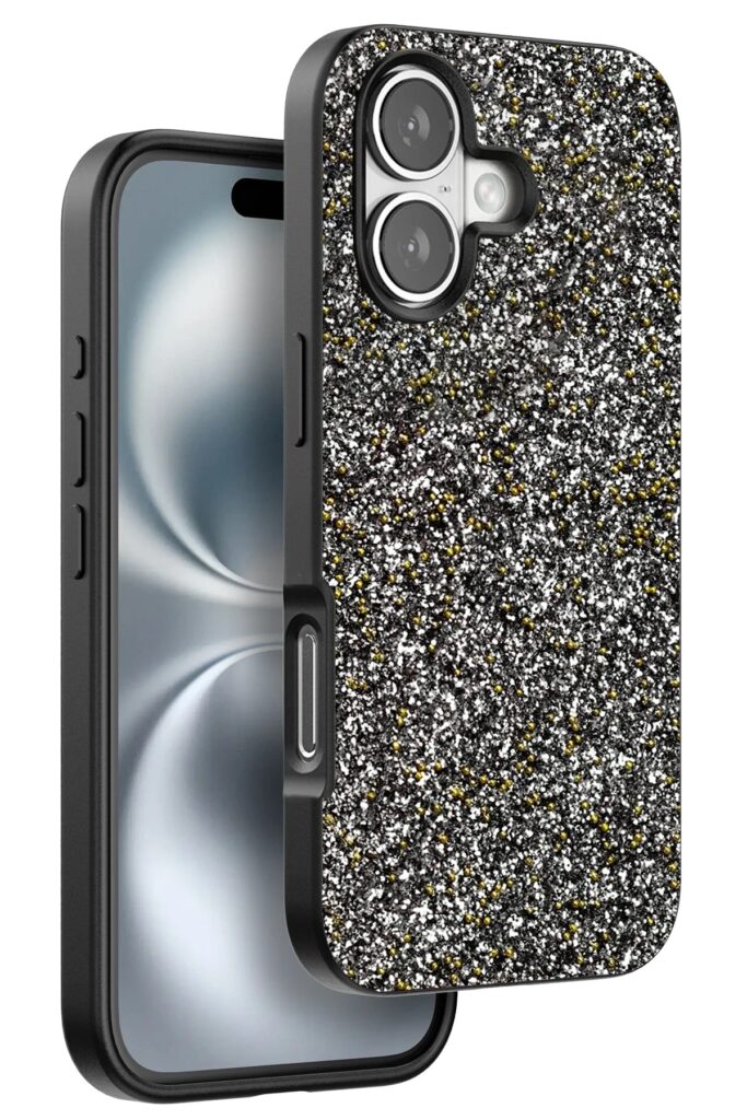 Mey İthalat®  iPhone 16 Plus Bright Simli Kapak - Gümüş