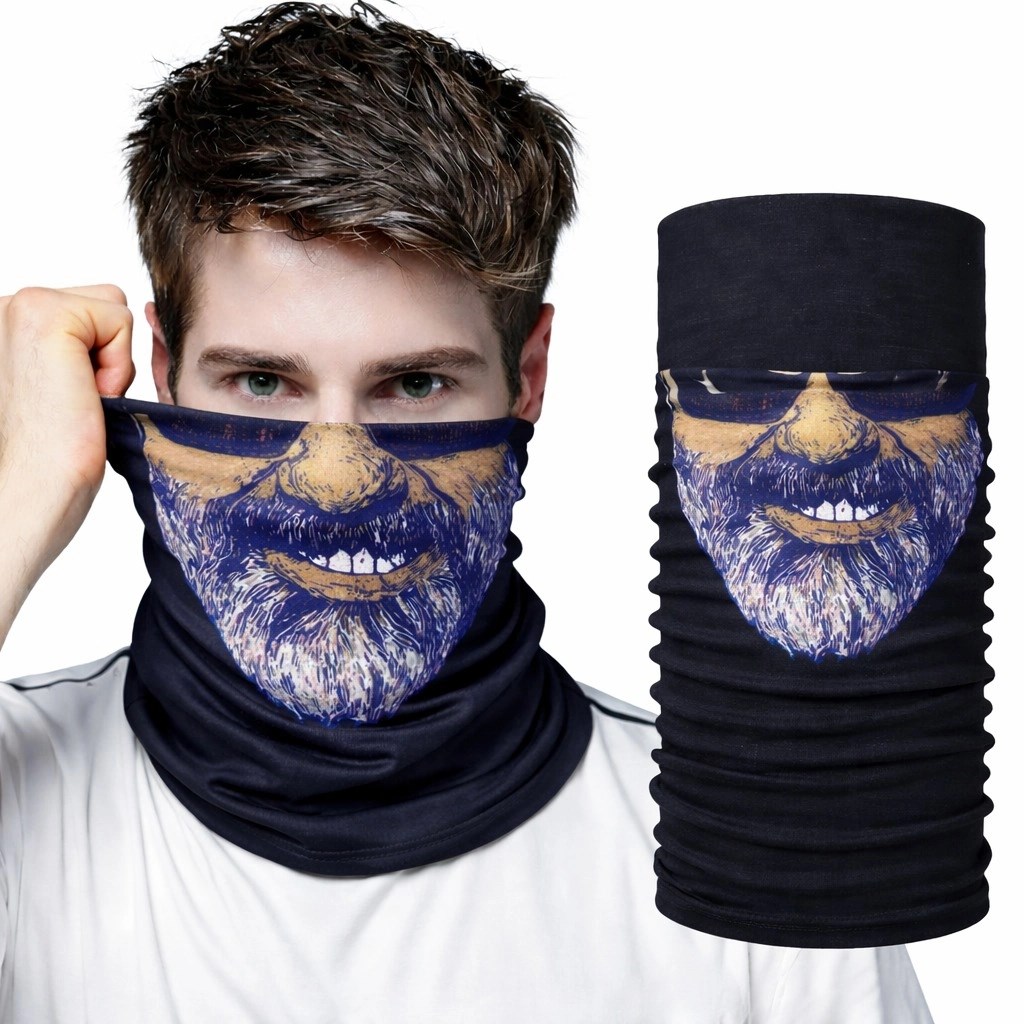 Mey İthalat® Sakallı Yüz Desenli Baf Buff – Çok Amaçlı Boyunluk & Maske 1 No