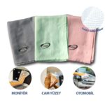 BUFFER® İz Bırakmayan Mikrofiber Temizlik Bezi 3'lü Set Cam ve Ayna Silme Toz Alma Temizlik Bezi