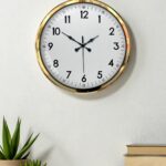 Gold & White Luxury Classic 52 Cm Metal Duvar Saati
