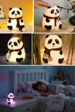 5 Farklı Renk Modlu Panda Figürlü Pofuduk LED Gece Lambası–Yumuşak Dokulu Çocuk Odası ve Dekoratif Şarjlı Ortam Işığı - Görsel 7