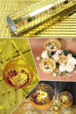 BUFFER® Kare Gold Cam Mozaik Fayans Çıkartmaları El İşi Kare Cam Fayans Kendinden Yapışkanlı Aynalı Dekor Panel 30x30 Cm - Görsel 6