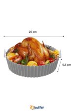 BUFFER® Renkli Isıya Dayanıklı Yıkanılabilir Silikon Fırın Ve Airfryer Yuvarlak Model Pişirme Matı 20 Cm - Görsel 8