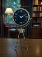 Vintage Tripod Eskitme Metal Üç Ayaklı Masa Saati - Görsel 5