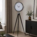 Krom 24 Saat Göstergeli Özel Tasarım Tripod Ayaklı Saat