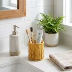 BUFFER® Yuvarlak Hasır Dokulu Plastik Rattan Kaşıklık & Çatallık – Askılı Kendiliğinden Tutmalı Çok Amaçlı Mutfak Organizeri - Görsel 2