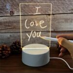 BUFFER® USB Kablolu Işıklı Kendiliğinden Beyaz Kalemli-Silgili Kreatif 3D Görselleştirme LED Lambası - Görsel 3
