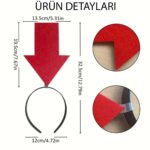 Mey İthalat® Kişiselleştirilebilir Ok Taç – Üzerine Yazı Yazılabilen Parti Tacı Kırmızı Renk - Görsel 5