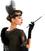 Mey İthalat® 1920'ler Gatsby Aksesuar Seti – Siyah Charleston Saç Bandı & Sigaralık - Görsel 2