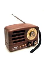 BUFFER® Küçük Boy Retro, Nostaljik, Ahşap Tasarım Bluetooth Hoparlörlü, Şarjlı, Taşınabilir Büyük Döndürülebilen Düğmeli FM/AM Destekli Radyo NS3380 - Görsel 6