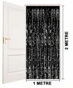 Mey İthalat® Siyah Renk Ekstra Metalize Parlak Saçaklı Arka Fon Perde İthal A Kalite 1x2 Metre - Görsel 4