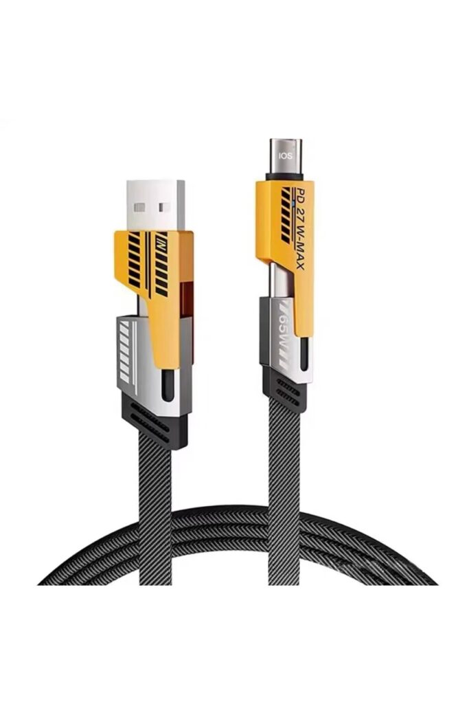 4’ü 1 Arada 65W Hızlı Şarj Kablosu – USB ve Type-C Girişli