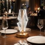 BUFFER® Çapraz Kavisli Ters Kristal Simli LED Masa Lambası – Gold Gövdeli, Dokunmatik, 3 Kademe Işık Ayarlı Şarjlı Dekoratif Lamba - Görsel 4