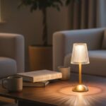 BUFFER® Uzun Klasik Çizgili Model LED Masa Lambası – Dokunmatik, 3 Renk Işık Modlu, Şarjlı Dekoratif Gece Lambası - Görsel 4