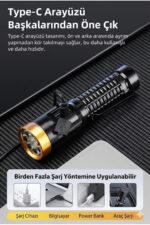 2800 Lümen Yeşil Lazerli Şarjlı El Feneri - Dijital Göstergeli Mıknatıslı Taktik Kamp Feneri - Görsel 3