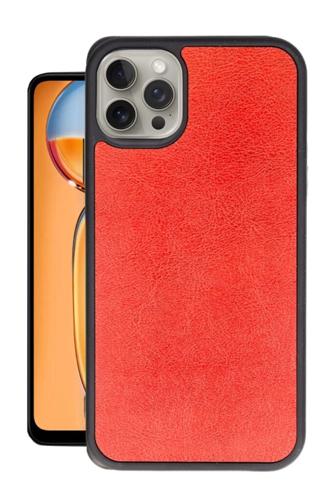 Mey İthalat®  iPhone 14 Pro Max Kılıf Aras Deri Kapak - Kırmızı