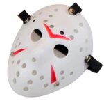 Mey İthalat® Beyaz Renk Kırmızı Çizgili Tam Yüz Hokey Jason Maskesi Hannibal Maskesi - Görsel 6