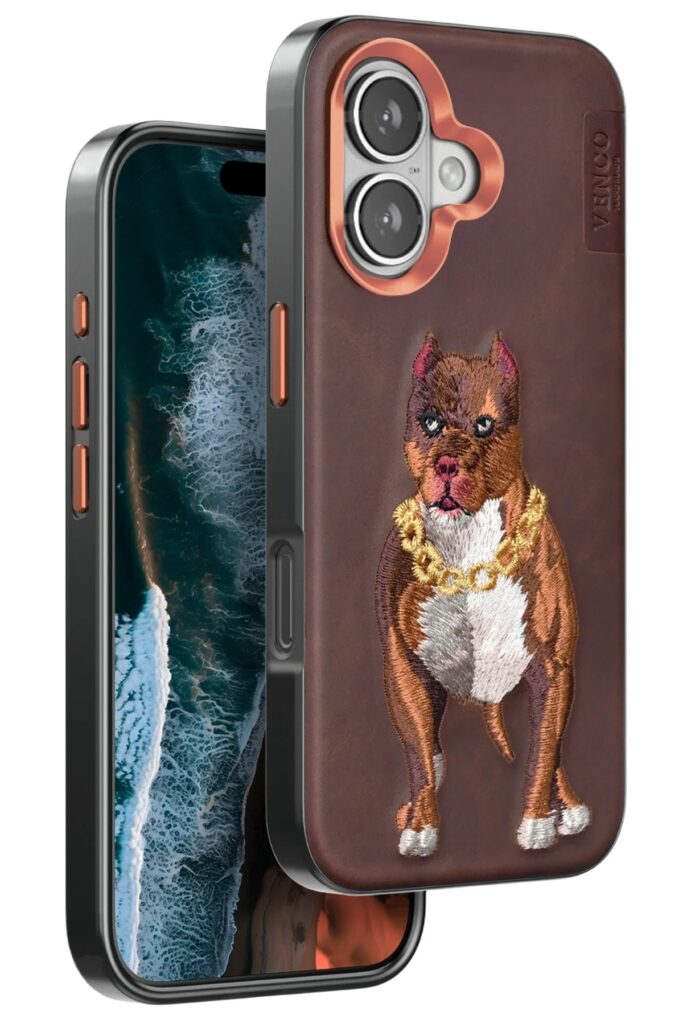 Mey İthalat®  iPhone 16 Perma Desenli Kapak - Kahverengi