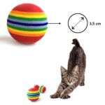 Buffer® 3lü Gökkuşağı Sünger Kedi Köpek Çiğneme Oyun Topu 4,2 cm - Görsel 6