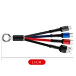 BUFFER® Işıklı Anahtarlık Model 3 in 1 USB Çıkışlı MİKRO,TYPE-C ve İphone Uyumlu Şarj Kablosu - Görsel 5