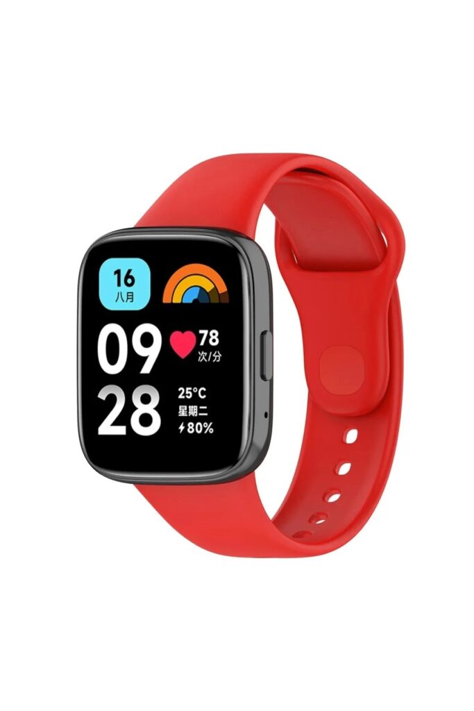 Mey İthalat®   Redmi Watch 3 Active Klasik Kordon - Kırmızı