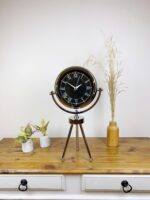 Krom Metal Mini Tripod Siyah Retro Masa Saati 45×26 cm
