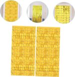 Mey İthalat® Ekstra Metalize Altın Renk Disko Dikdörtgen Kesim Kapı Perdesi Dekorasyon 1x2 Metre - Görsel 3