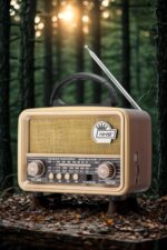 BUFFER® Orta  Boy Retro, Nostaljik, Ahşap Tasarım Bluetooth Hoparlörlü, Şarjlı, Taşınabilir FM/AM Destekli Radyo NS-8110 - Görsel 7
