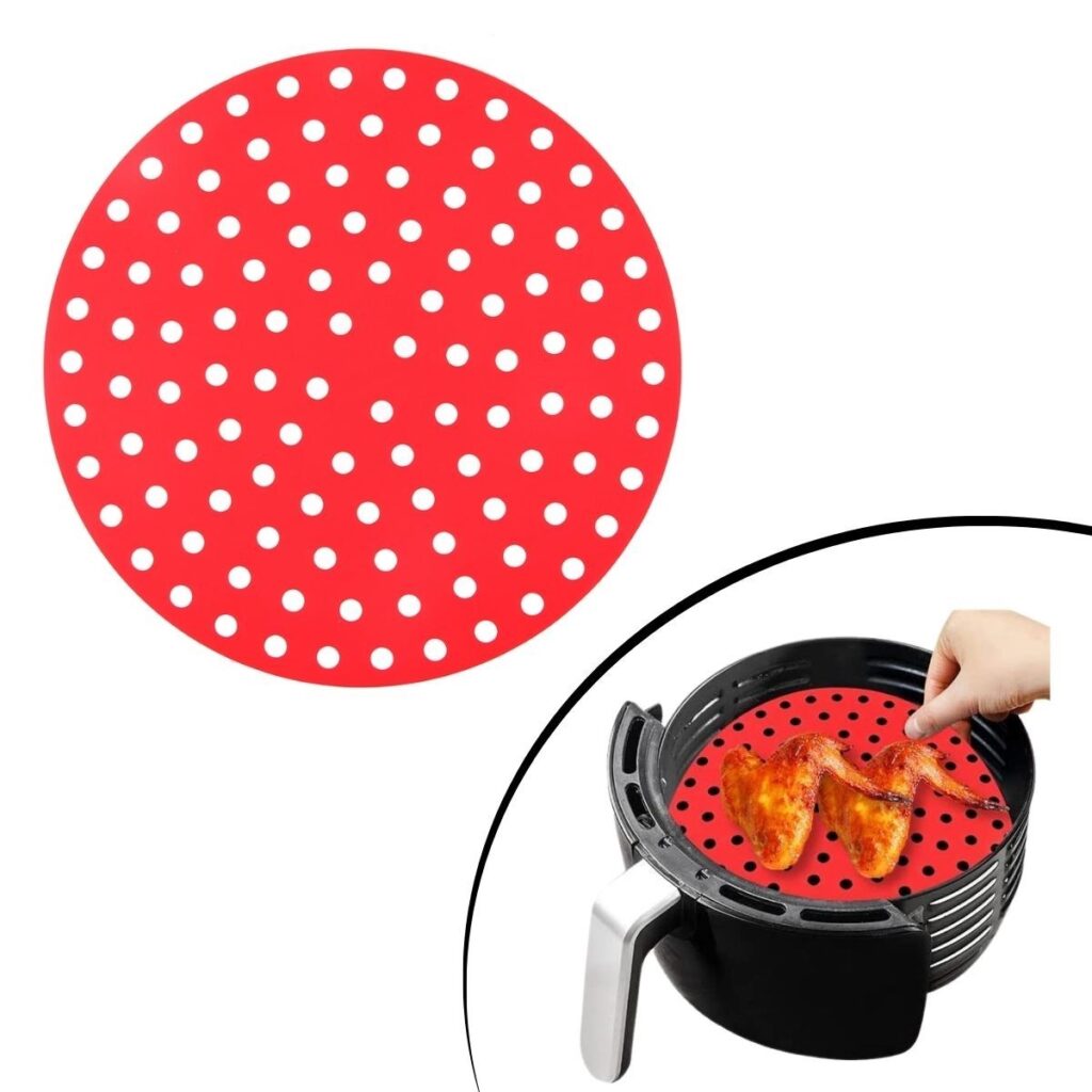 BUFFER® Siyah Isıya Dayanıklı Yıkanılabilir Silikon Fırın Ve Airfryer Yuvarlak Model Pişirme Matı 20 Cm
