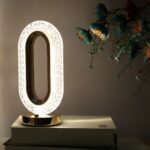 BUFFER® Oval Model USB Şarjlı Dokunmatik 3 Farklı Işık Modlu Masa Üstü Kristal Akrilik Lamba Led - Görsel 5