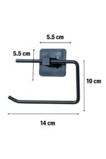 BUFFER® Kendiliğinden Yapışkanlı Siyah Paslanmaz Metal Kapaksız Tuvalet Kağıtlığı Aparatı - Görsel 8