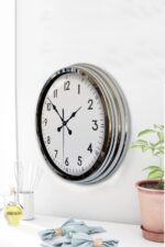 Modern Klasik 40 Cm Krom Metal Duvar Saati - Görsel 3