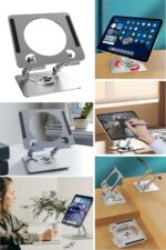 BUFFER® 360 Derece Dönebilen Yükseltilmiş Masaüstü Ayarlanabilir  Metal Tablet Standı - Görsel 6