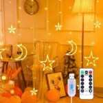 Ay ve Yıldız Figürlü Kumandalı 12 Sarkıtlı 120 LED Dekor Işık – Dekoratif Ortam ve Masaüstü Aydınlatması