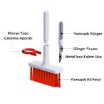 BUFFER® Çok Amaçlı Kırmızı Hassas Fırça Başlıklı  Bilgisayar Laptop, klavye Temizleme Fırçası - Görsel 4