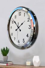 Sade Ve Şık Krom 52 Cm Metal Dekoratif Duvar Saati - Görsel 2