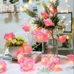 BUFFER® Yapay Gül Tasarımlı Dekoratif Led Işık Gül Detaylı Led Işık Pilli (20 Gül)