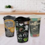 BUFFER® 3 Adet Kahve Bardağı Seti Dekoratif Plastik Kahve Muhafaza Bardağı - Görsel 5